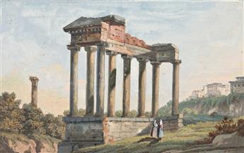 CARLO LABRUZZI (Rome 1748-1817 Perugia) Group of 4 gouache drawings with Roman sites.